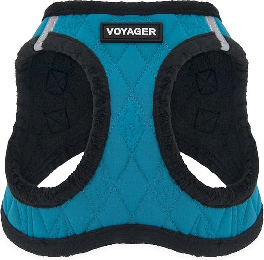 Best Pet Supplies - All Weather Plush, Reflective, No Pull Harness for Small, Medium Dogs, Cats - Secure with Hook & Loop Fastener, Buckle, Double D-Rings - Turquoise Plush, XL