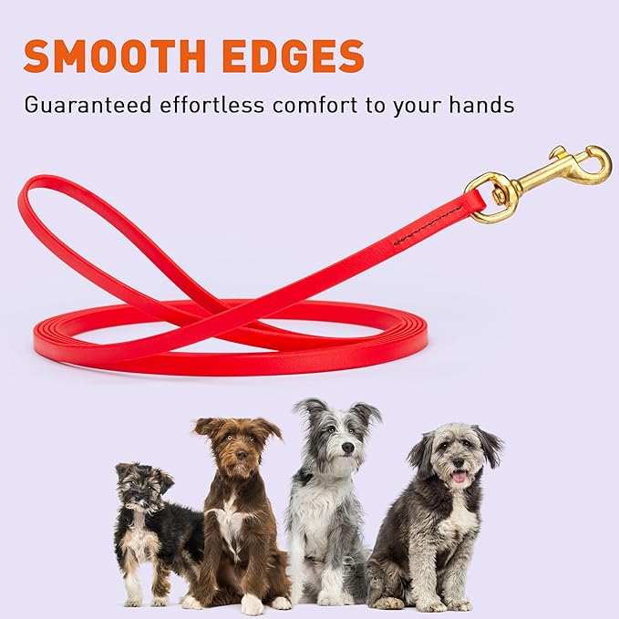 Viper Biothane K9 Working Dog Leash Waterproof Lead for Tracking Training Schutzhund Odor-Proof Long Line with Solid Brass Snap for Puppy Medium and Large Dogs, 20ft Cherry Red