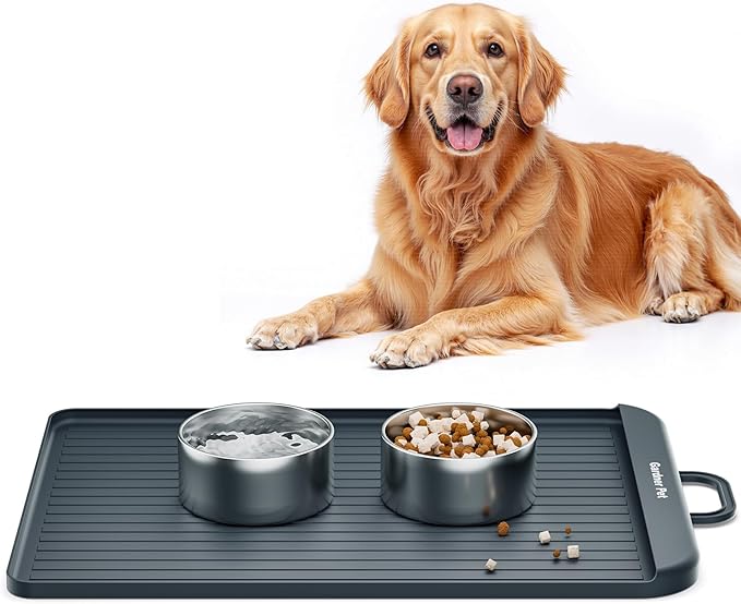 Gardner Pet Silicone Dog Food Water Mat for Floors Waterproof Anti-Slip Dog Bowl Large Mats for Food and Water to Prevent Spills for Dogs, Cats.