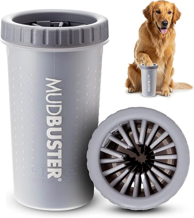 Dexas MudBuster Portable Dog Paw Cleaner, Premium Quality Large Gray Pet Accessory
