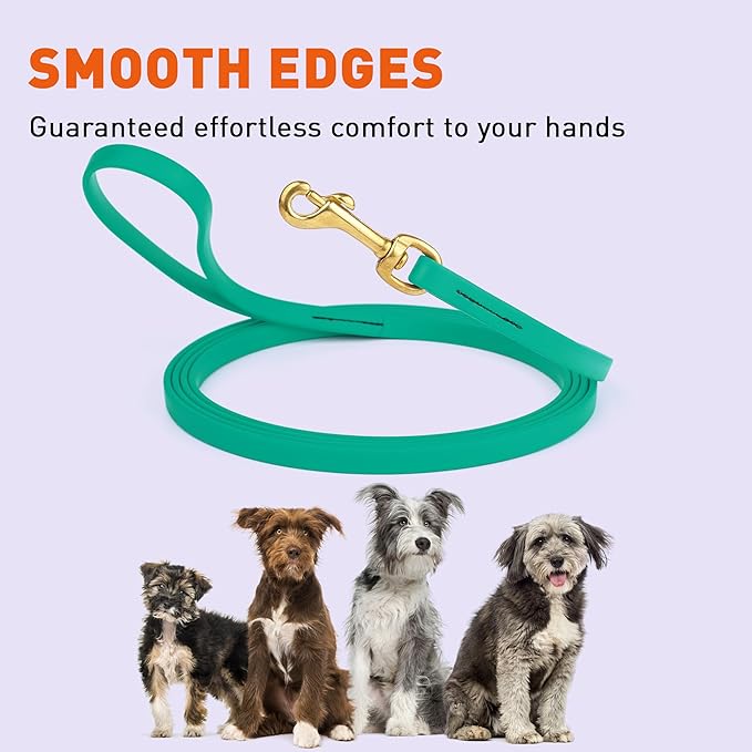 Viper Biothane K9 Working Dog Leash Waterproof Lead for Tracking Training Schutzhund Odor-Proof Long Line with Solid Brass Snap for Puppy Medium and Large Dogs, 15ft Teal
