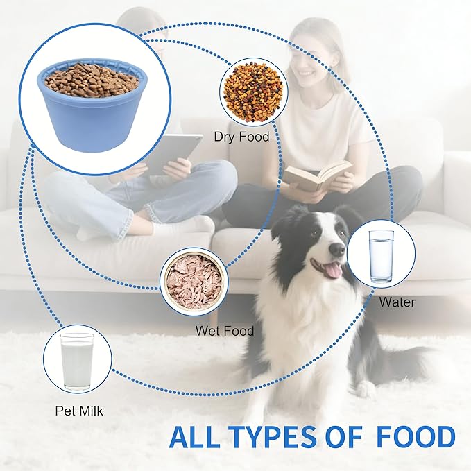 Large Silicone Dog Bowls,Non-Slip Dog Licking Treat Dispenser,Anxiety Relief Slow Feeder Treat Dispenser, Slow Feeder Bowls for Small Medium Large Breed Dogs,BPA Free Silicone(blue-4cup).