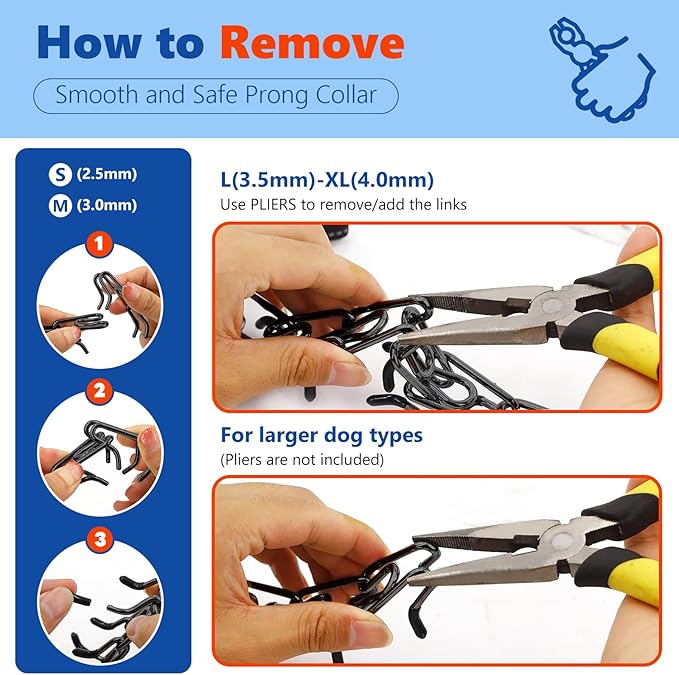 Supet Prong Collar for Dog Training Collar, Adjustable Dog Training Collar with Buckle for Small Medium Large Dogs(Packed with One Extra Links)