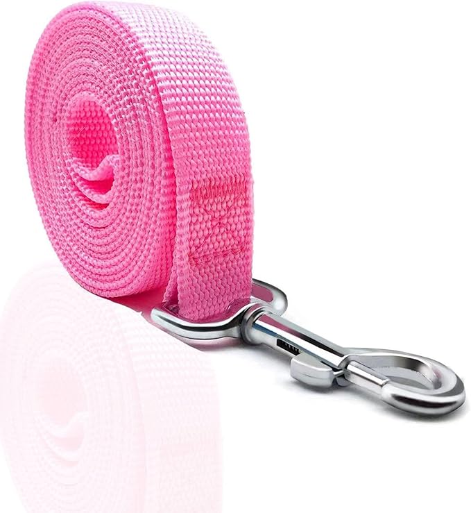 Nylon Dog Leash 16 Feet Long, Walking Training Dog Leashes for Medium Large Dogs(1" X 16 ft, Pink)