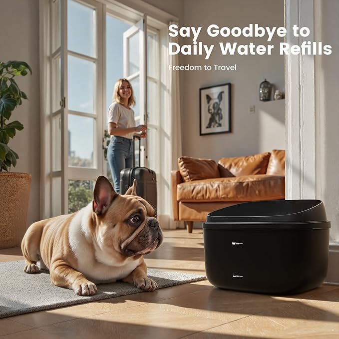 Gardner Pet 1 Gallon Pet Water Fountain, Vortex Dog Water Fountain, Ultra Quiet Automatic Cat Fountain with Filter, Transparent Tank, Splash-Proof, Easy to Clean,Without Adapter (Black)