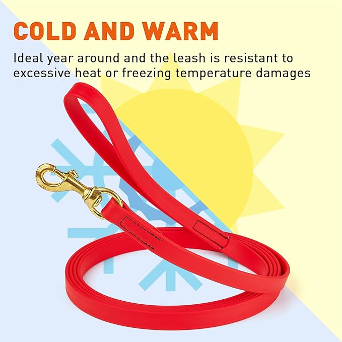 Viper Biothane K9 Working Dog Leash Waterproof Lead for Tracking Training Schutzhund Odor-Proof Long Line with Solid Brass Snap for Puppy Medium and Large Dogs, 10ft Cherry Red