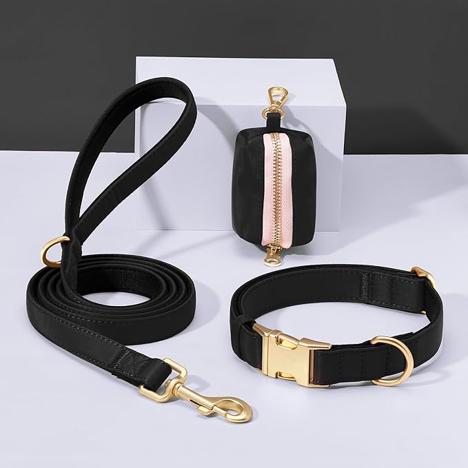 Didog Soft Padded Dog Collars for Small Dogs, Colorful and Durable Dog Collar with Quick Release Buckle, Light and Breathable for Daily Walking, Black, S