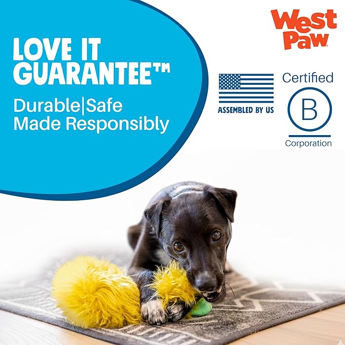 WEST PAW Rowdies Astrid Durable Plush Dog Toy with Reinforced Seams and Chew Resistant Design for Tough Play Safe Indoor or Outdoor Fun for Dogs Who Deserve The Best - Melon