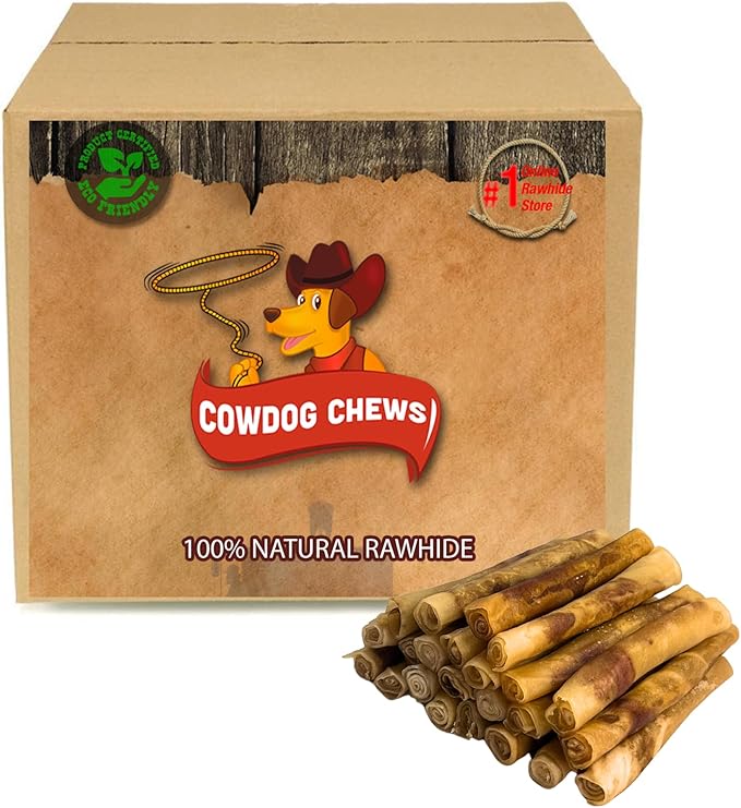 Cowdog Chews Rawhide Gourmet Meaty Rolls 5-6" (24 Pack) – Premium Dog Treats with Savory Beef Filling, Long-Lasting Chew for Aggressive Chewers, High-Protein, Natural Ingredients