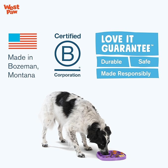 West Paw Seaflex Waves Feast Mat – All-in-One, Slow Feeder, Lick Mat – Encourages Foraging & Food Exploration - Engages Picky Eaters & Slow Feeding - Versatile – Easy to Clean, Non-Toxic - Bubblegum