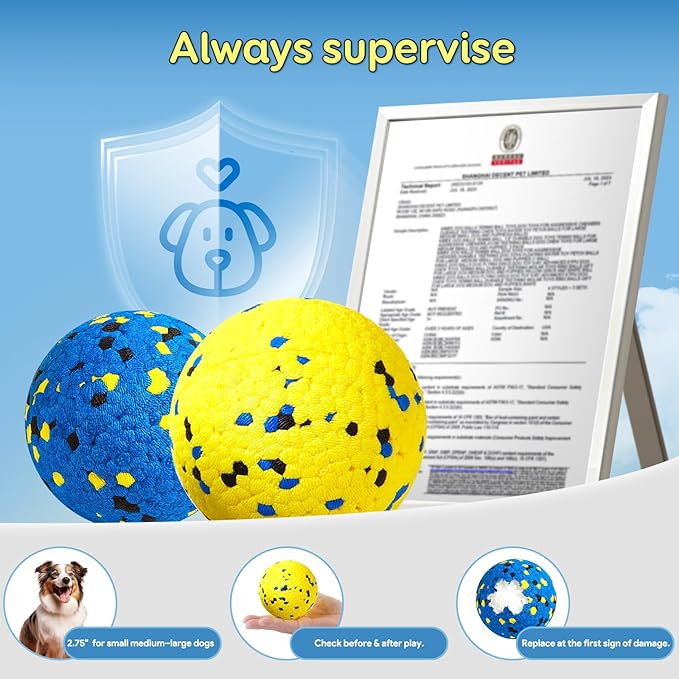 Dog Balls Tennis Ball Toys Dog Toys for Aggressive Chewers Durable Teething Chew Toys Water Toy Fetch Ball for Large Medium Small Dog and Puppies (4 Balls)