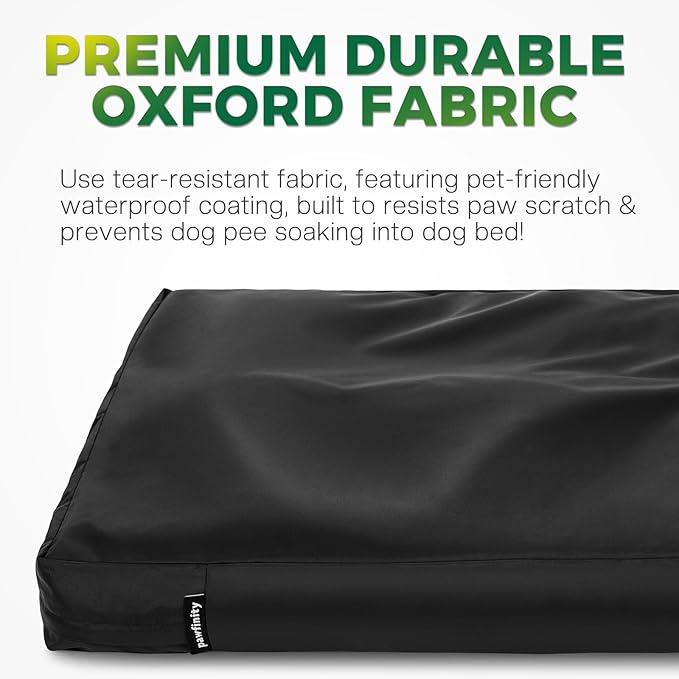 Waterproof Dog Bed Cover Replacement Washable, Easy to Clean, Pet Hair Resistant, Heavy Duty Oxford, Zipper Closure, Indoor/Outdoor Use, Fits 36 Inch Dog Crate - Large - 35"x 22"x 3.5" - Black