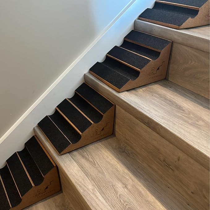 Original StairWedge??- New Enhanced Tread Grip! Ramp for Small Dogs Breeds - Fits Standard Staircase - Wedge Shape Stair Ramp for Dogs and Pets - Multi-Patent Pending (1single)