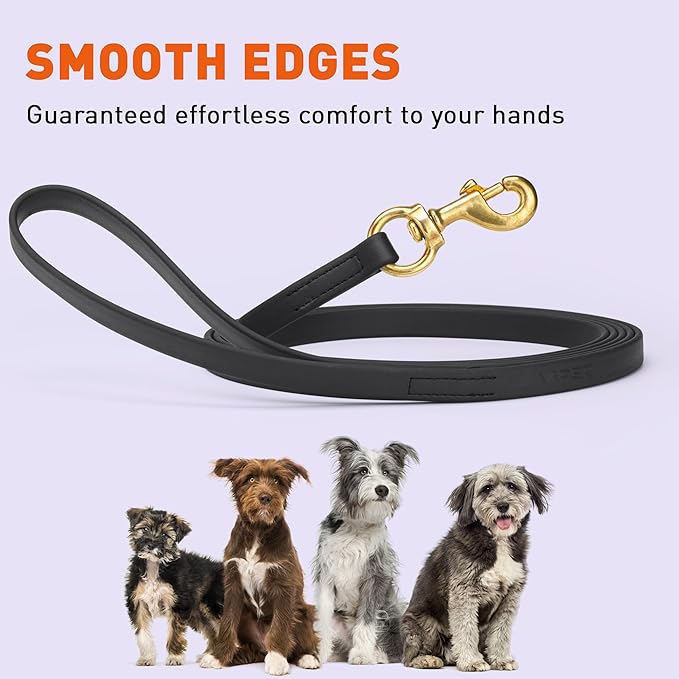 Viper Biothane K9 Working Dog Leash Waterproof Lead for Tracking Training Schutzhund Odor-Proof Long Line with Solid Brass Snap for Puppy Medium and Large Dogs, 10ft Black