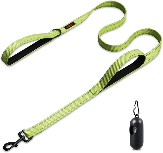 Heavy Duty Dog Leash, Leashes for Large Breed Dogs, Double Handle Dog Leash, Reflective Training Lead, Perfect for Medium to Large Dogs(6FTlight Green)