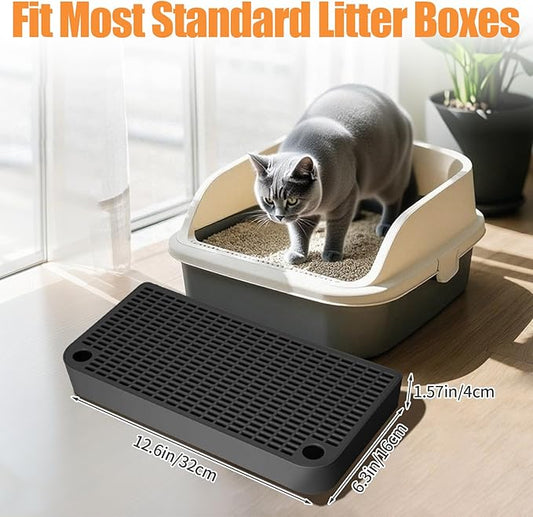 Black Litter Box Step Anti-Tracking & Easy to Clean,Portable Plastic Litter Box Ramp with Filter Function,Cat Steps for Small & Elderly Cats(12.6×6.3×1.57In)