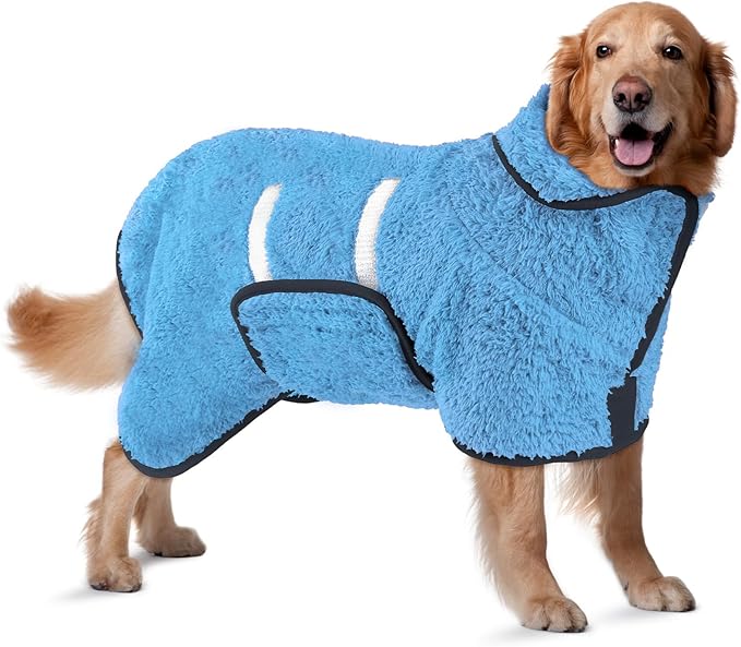 Bienbee Dog Bathrobe, Quick Drying Super Absorbent Dog Robes for After Bath, Warm Keeping Dogs Towel, Dogs Bath Supplies, Light Blue XL