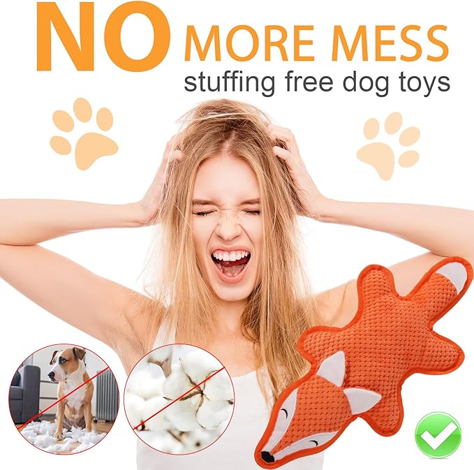 5 Pack No Stuffing Squeaky Dog Toys for Large Dogs - Interactive Durable Plush Chew Toy with Crinkle Paper, Safe Pet Toy for Small to Large Breed, Ideal for Puppy Gifts & Tug of War Toys