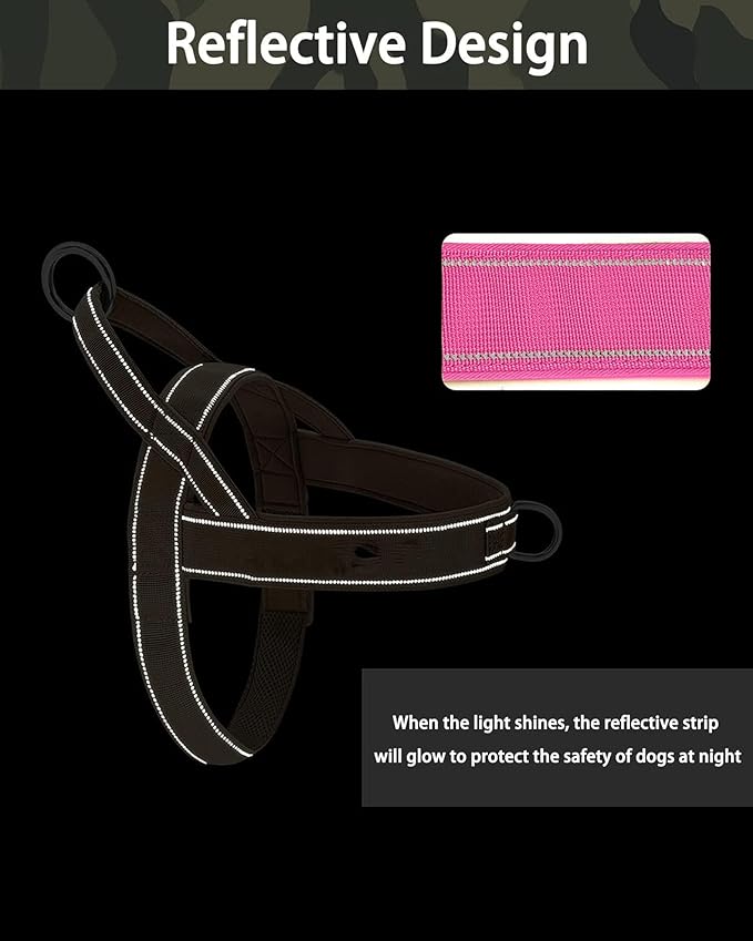 No Pull Dog Harness Pink for Small Medium Large Sized Dog, Reflective Escape Proof Adjustable Dog Harnesses with 2 Patch, S