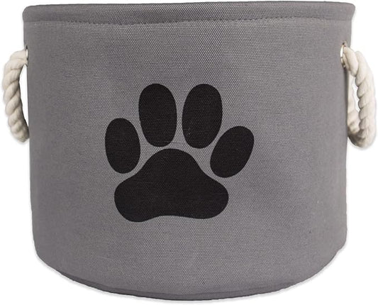 Bone Dry Pet Storage Collection Collapsible Bin, Small Round, Gray