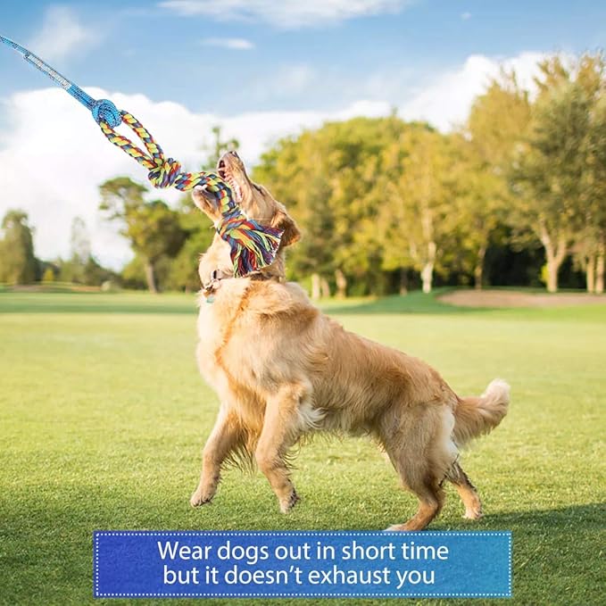 DIBBATU Flirt Pole for Dogs Interactive Dog Toys for Large Medium Small Dogs Chase and Tug of War, Dog Teaser Wand with Lure Chewing Toy for Outdoor Exercise & Training