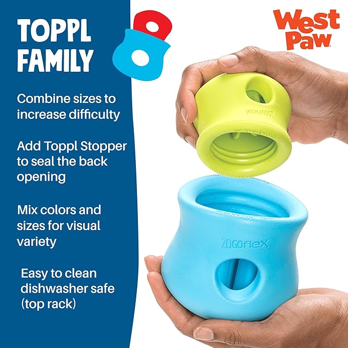WEST PAW Zogoflex Toppl Interactive Treat Dispensing Puzzle Dog Toy for Mental Stimulation & Enrichment-Holds Kibble & Treats-Lickable, Freezable & Dishwasher Safe-Made in USA-XL-Cardinal Red
