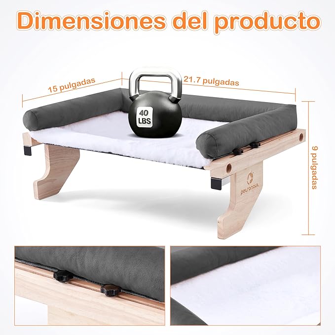 Cat Window Bed, Sturdy Window Mounted Cat Window Hammock, Solid Wooden Window Perch for Indoor Cats