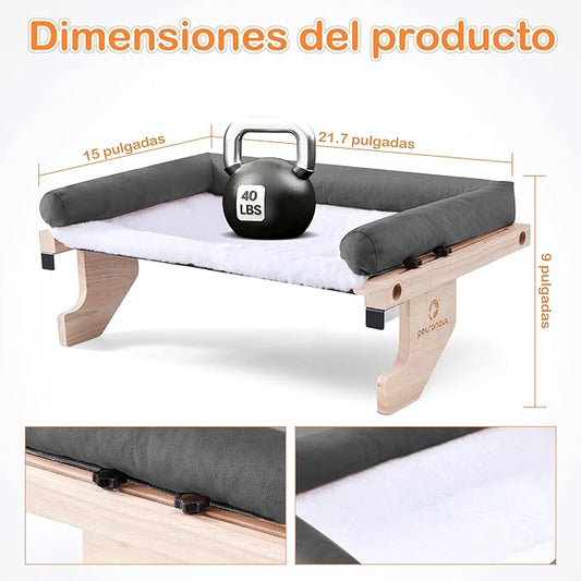 Cat Window Bed, Sturdy Window Mounted Cat Window Hammock, Solid Wooden Window Perch for Indoor Cats