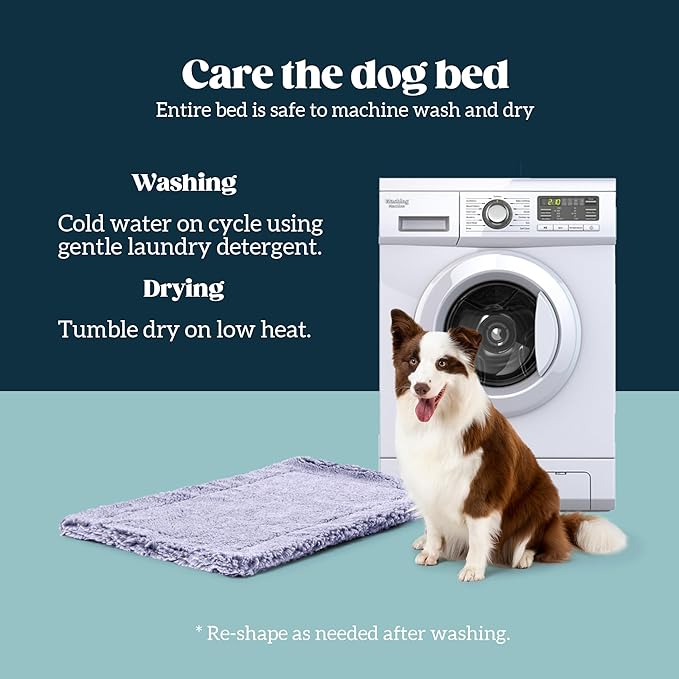 Stoutwool Indestructible Dog Bed - Fluffy Chew Proof Dog Crate Pad - Tough Kennel Pad for Aggressive Chewers - Washable, Ideal for Small Breeds & Fits 24-Inch Crate - 23"x16", Jacaranda