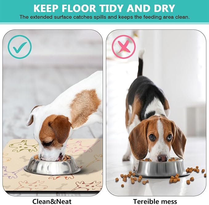 Pet Feeding Mat for Floors Waterproof Dog Mat for Food and Water Absorbent Quick Dry Non Slip mat for Cat Bowls