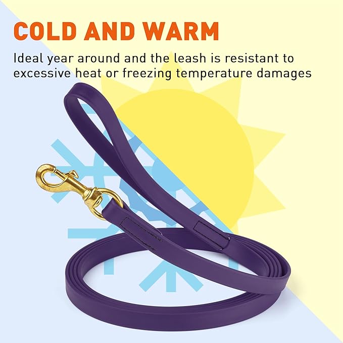 Viper Biothane K9 Working Dog Leash Waterproof Lead for Tracking Training Schutzhund Odor-Proof Long Line with Solid Brass Snap for Puppy Medium and Large Dogs, 33ft Violet Purple