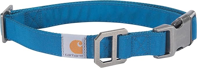Carhartt Nylon Duck Dog Collar, Fully Adjustable Durable 2-Ply Cordura Nylon Canvas Collars for Dogs, Marine Blue, Large