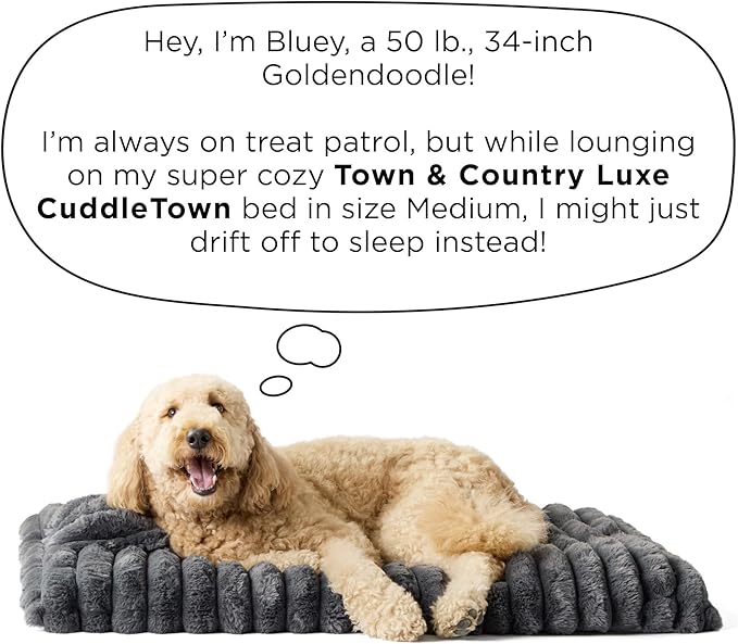 Town & Country Luxe CuddleTown Ribbed Bubble Stripe Pillow Crate Mat Pet Bed, Machine Washable Cover, Soft & Calming, Non-Slip Bottom, Cream, Medium 35"x24"x3"
