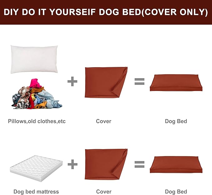 Dog Bed Covers Replacement Washable, Waterproof Dog Bed Cover with Zipper, 36Lx27Wx3H inch Durable Oxford Pet Bed Cover for Outdoor/Indoor Use, Cover Only, Tangerine