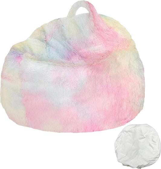 Bean Bag Chair Cover 4FT Fluffy Soft Velvet Storage Sofa, DIY Floor Giant Fur Bean Bag Chair Cover for Kids & Adults, Machine Washable, Upgrade Durable Zipper No Fillers, Colorful