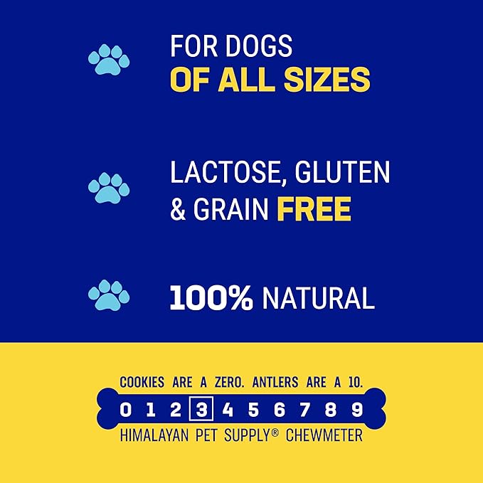Himalayan Dog Chew Yak Cheese Dog Chews, Lactose Free & Grain Free, USA Made, for All Dog Breeds, Medium Density Cheese Chew, Resealable Pouch with 3 YUM Treats, Chicken Flavor
