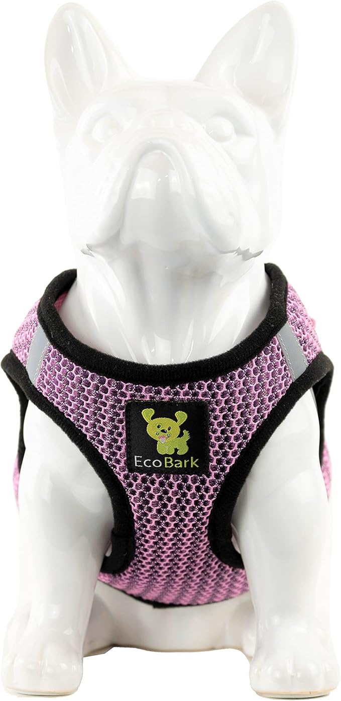EcoBark Teacup Dog Harness - Step in Dog Harness - Soft Luxury Mesh - Mini Body Halter for Toy Breeds and Puppies - Halter Vest 3 pounds lbs (XXXS, Lilac Pink)