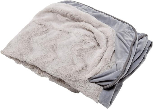 Furhaven Replacement Dog Bed Cover Perfect Comfort Plush & Velvet Waves Sofa-Style, Machine Washable - Granite Gray, Jumbo Plus (XX-Large)