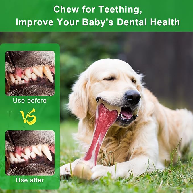 Dog Chew Toys for Aggressive Chewers - Bacon Flavor Indestructible Nylon Dog Bone Toys Tough Teething & Calming Interactive Toys for Large Medium Breeds(10lbs-70lbs) Birthday Gift Christmas