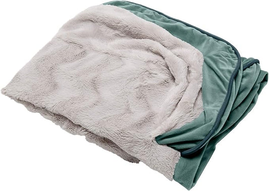 Furhaven Replacement Dog Bed Cover Perfect Comfort Plush & Velvet Waves Sofa-Style, Machine Washable - Celadon Green, Jumbo Plus (XX-Large)