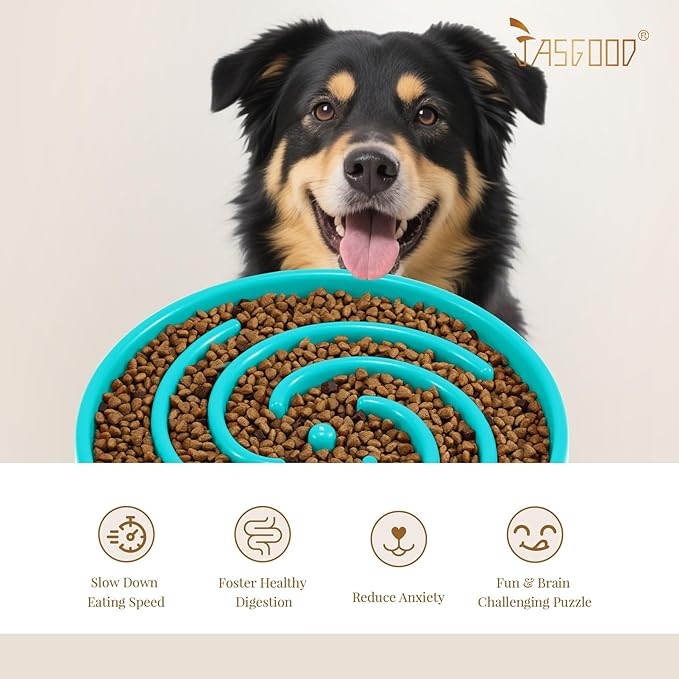 JASGOOD Slow Feeder Dogs Bowl for Large Medium Dogs,Anti-Gulping Pet Slower Food Feeding Bowls Stop Bloat,Preventing Choking