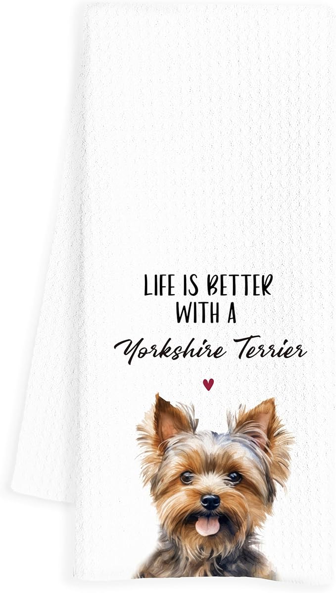 Yorkshire Terrier Gifts: 16x24 inch Yorkie Mom Lovers Kitchen Towels - Yorkie Terrier Decor