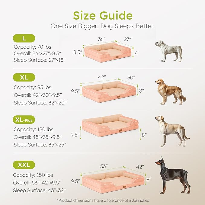 XXL Dog Bed for Extra Large Dogs, Giant Orthopedic Dog Bed with Cooling Gel Memory Foam, Waterproof Pet Bed with Removable Washable Cover, 53" Pet Sofa bed Dutch Velvet with Bone Toy, Peach Pink