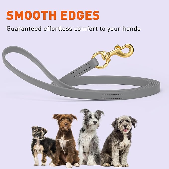 Viper Biothane K9 Working Dog Leash Waterproof Lead for Tracking Training Schutzhund Odor-Proof Long Line with Solid Brass Snap for Puppy Medium and Large Dogs, 15ft Battleship Gray