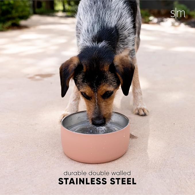 Simple Modern Stainless Steel Pet Water Bowl for Dogs & Cats | Reusable Insulated Stainless Steel Food Bowls for Dog Cat | No Tip No Slip BPA Free | Bentley Collection | Large (64oz) | Almond Birch