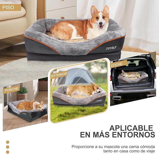 JOYELF Medium Memory Foam Dog Bed Orthopedic Dog Bed & Sofa with Removable Washable Cover and Squeaker Toy as Gift
