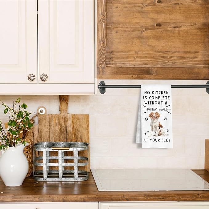 Funny Brittany Spaniel Hand Towels for Kitchen Home Bathroom Decor, A Kitchen is Not Complete Without A Brittany Spaniel Dish Towel, Dog Lovers Gift, 16×24 Inch