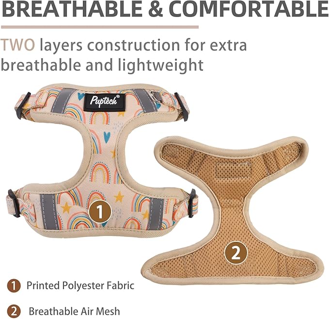 PUPTECK Dog Harness and Leash Set Medium Sized, Step in No Pull Adjustable Puppy Cat Harness Reflective Pet Vest