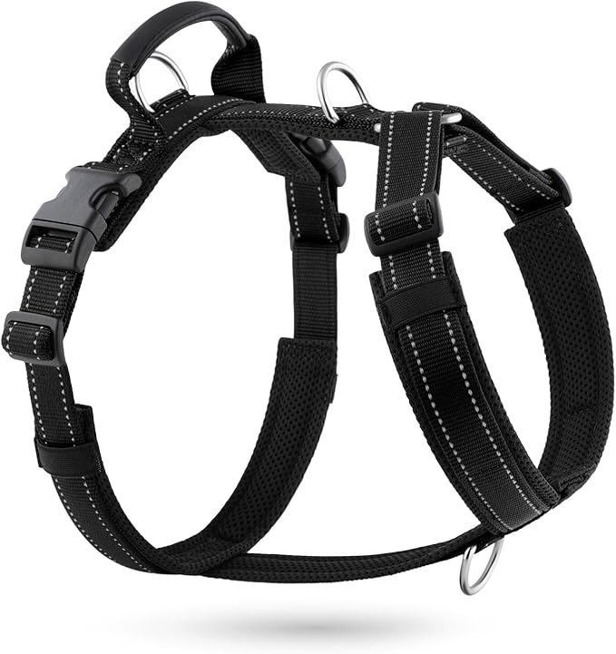 No Pull Dog Harness with Handle, Soft Mesh Padded Adjustable for Small Medium Large Dogs | Reflective Easy Walk Harness with Front Clip for Training, Running & Outdoor (Black, XS)