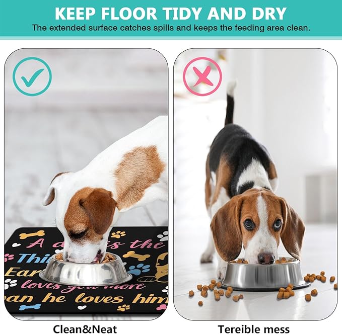 Pet Feeding Mat for Floors Waterproof Dog Mat for Food and Water Absorbent Quick Dry Non Slip mat for Cat Bowls
